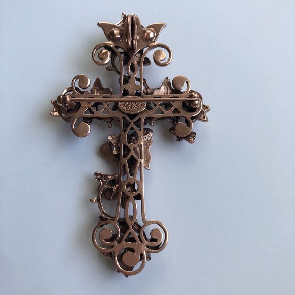 KIRKS FOLLY Mother Earth Pink Heaven Cross Pin Brooch Enhancer - Picture 4 of 9